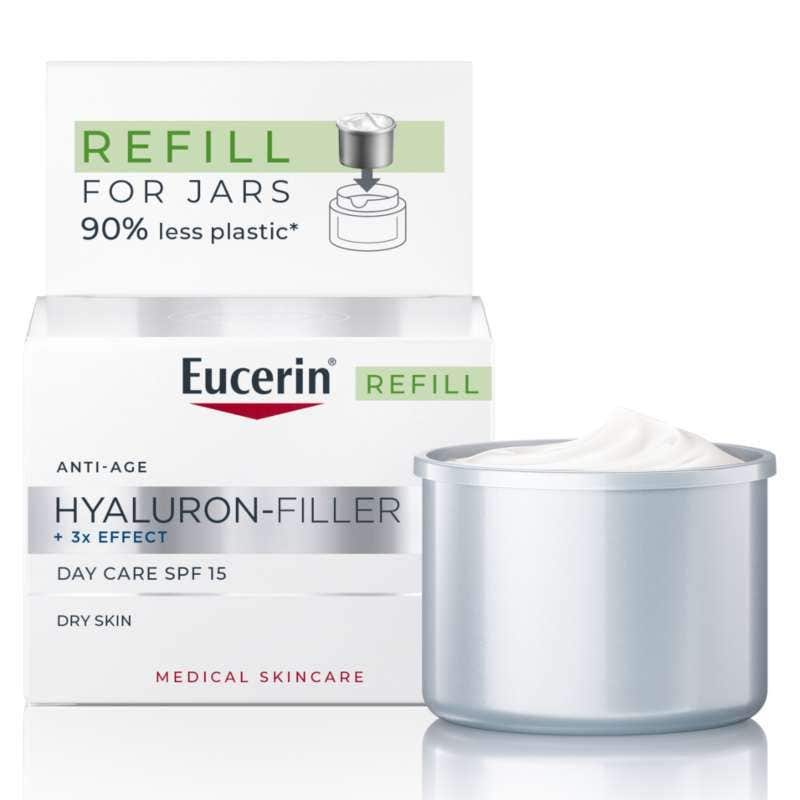 Eucerin Hyaluron-Filler + 3x Effect Denný Krém SPF 15 pre suchú pleť - náhradná Náplň 50 ml