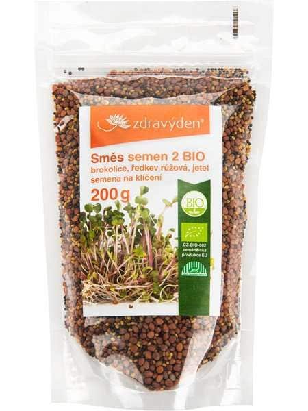 Zdravý den Zmes semien na klíčenie 2 BIO – brokolica, ružová reďkovka, ďatelina 200 g