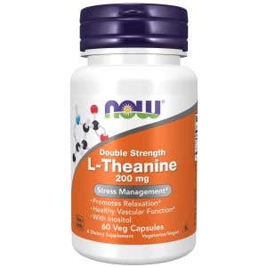 Now Foods L-Theanín Double Strength 200 mg 60 rastlinných kapsúl