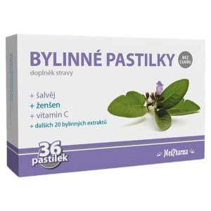 MedPharma Bylinné pastilky bez cukru so šalviou a ženšenom 36 pastiliek