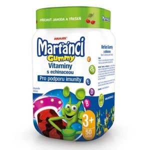 Walmark Marťankovia Gummy s echinaceou príchuť jahoda a čerešňa 50 tabliet